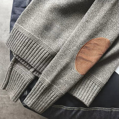 Herren Strickpullover mit Ellbogenpatches | Klassischer Retro-Look & Wärme