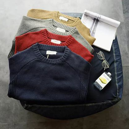 Herren Strickpullover mit Ellbogenpatches | Klassischer Retro-Look & Wärme