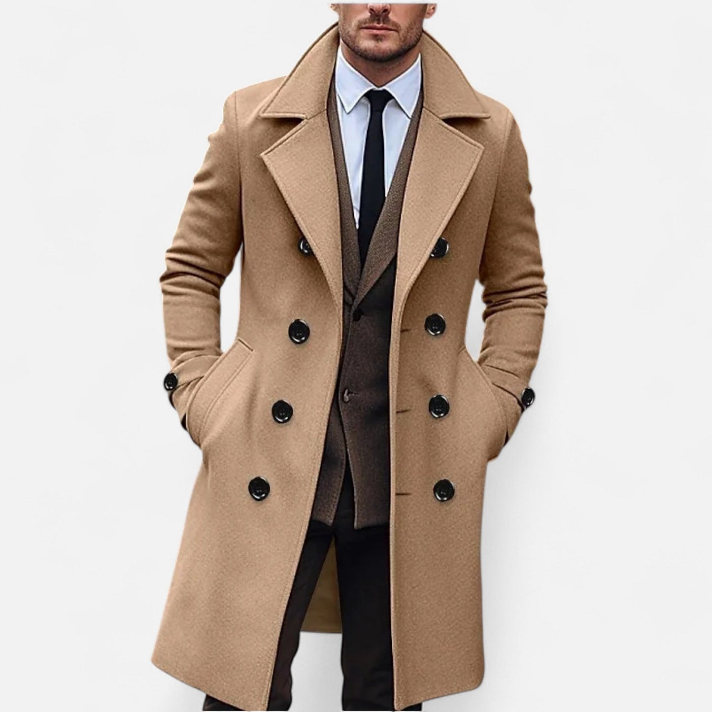 Herren Strukturierter Mantel mit Klassischem Revers – Eleganz & Komfort für Herbst & Winter