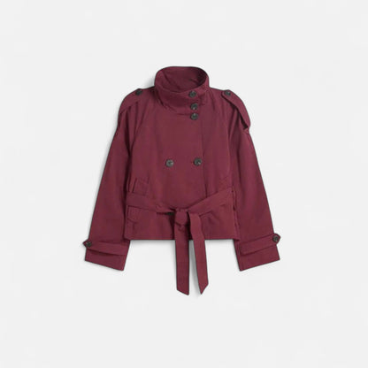 Elegante Damen Kurzjacke mit Stehkragen & Bindegürtel – Stilvoll, feminin & alltagstauglich