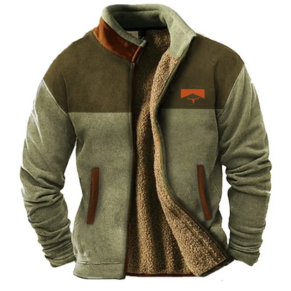 Bridren | Herren Vintage Winterjacke mit Stehkragen und Fleece-Futter