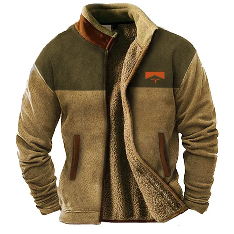 Bridren | Herren Vintage Winterjacke mit Stehkragen und Fleece-Futter