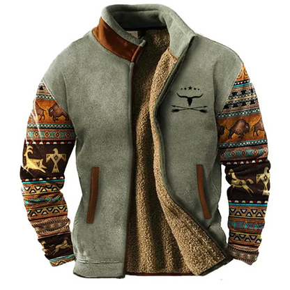 Bridren | Herren Vintage Winterjacke mit Stehkragen und Fleece-Futter