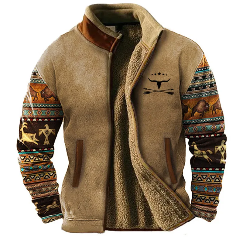 Bridren | Herren Vintage Winterjacke mit Stehkragen und Fleece-Futter