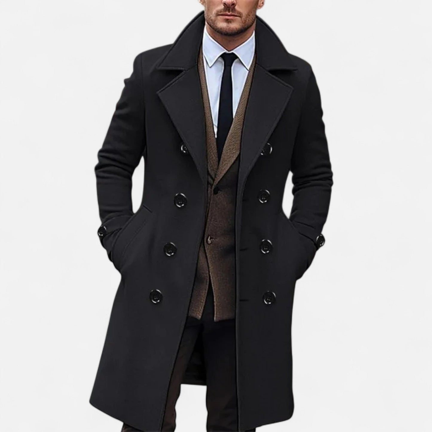 Herren Strukturierter Mantel mit Klassischem Revers – Eleganz & Komfort für Herbst & Winter