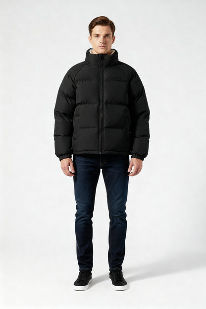 Pufferjacke Herren | Gefütterte Kapuzenjacke mit Fleece für Winter & Outdoor