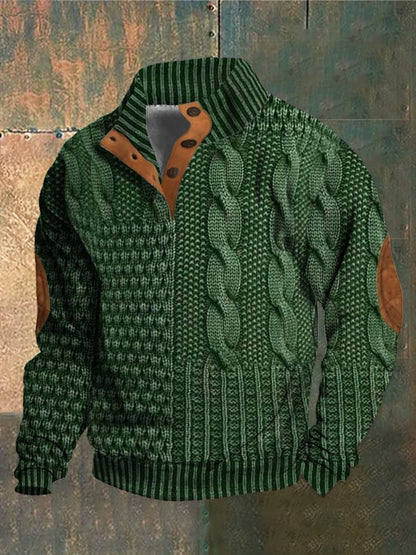 Jaesper | Herren Retro Cashmere Sweatshirt mit Stehkragen und Knöpfen