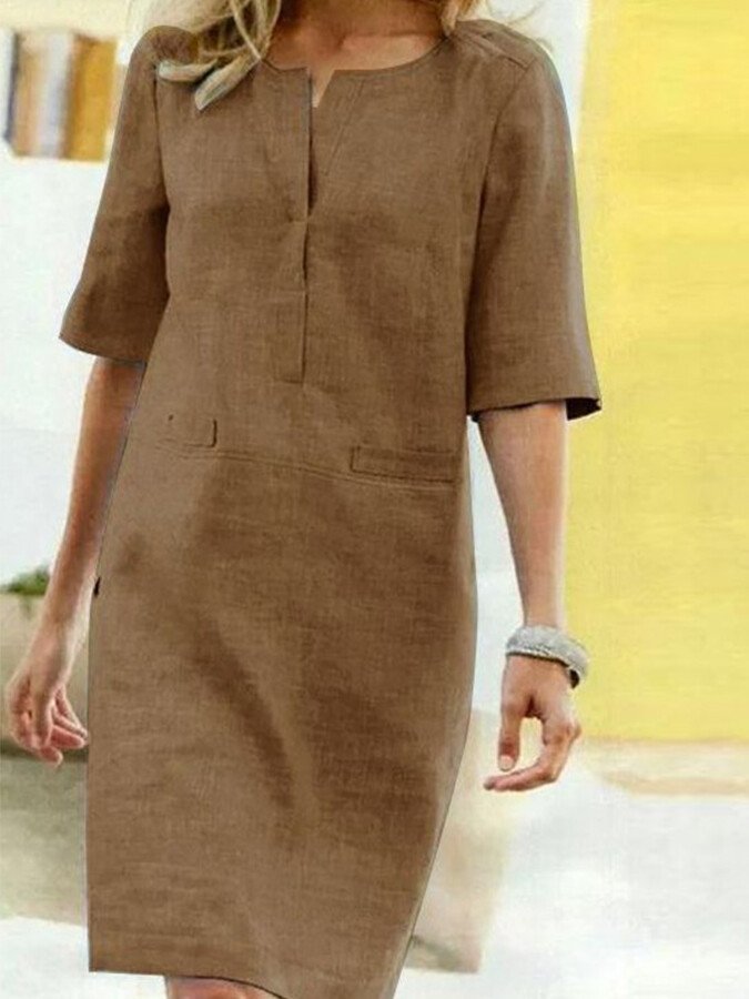 Damen Baumwoll-Leinen Kleid – Leicht, Elegant & Alltagstauglich