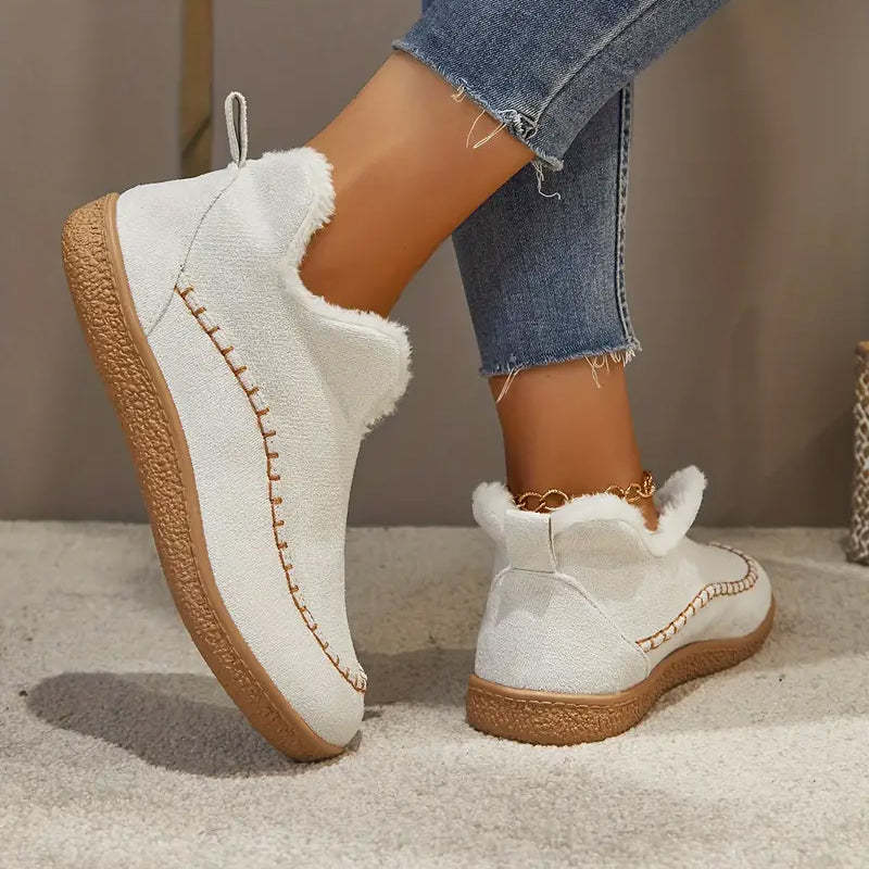 Valentina | Damen Fleecegefütterte Orthopädische Winter Loafers mit Stickdetails