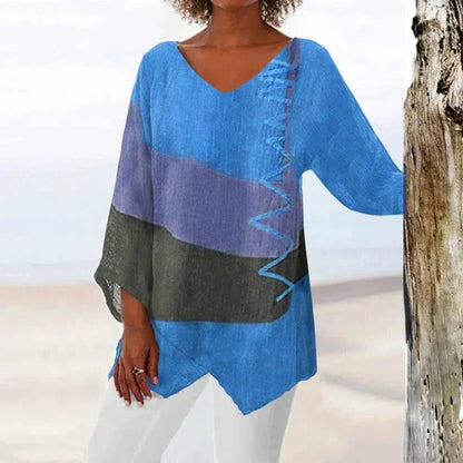 Damen Bluse mit Dreifarb-Design – Eleganter Stil & Moderner Look