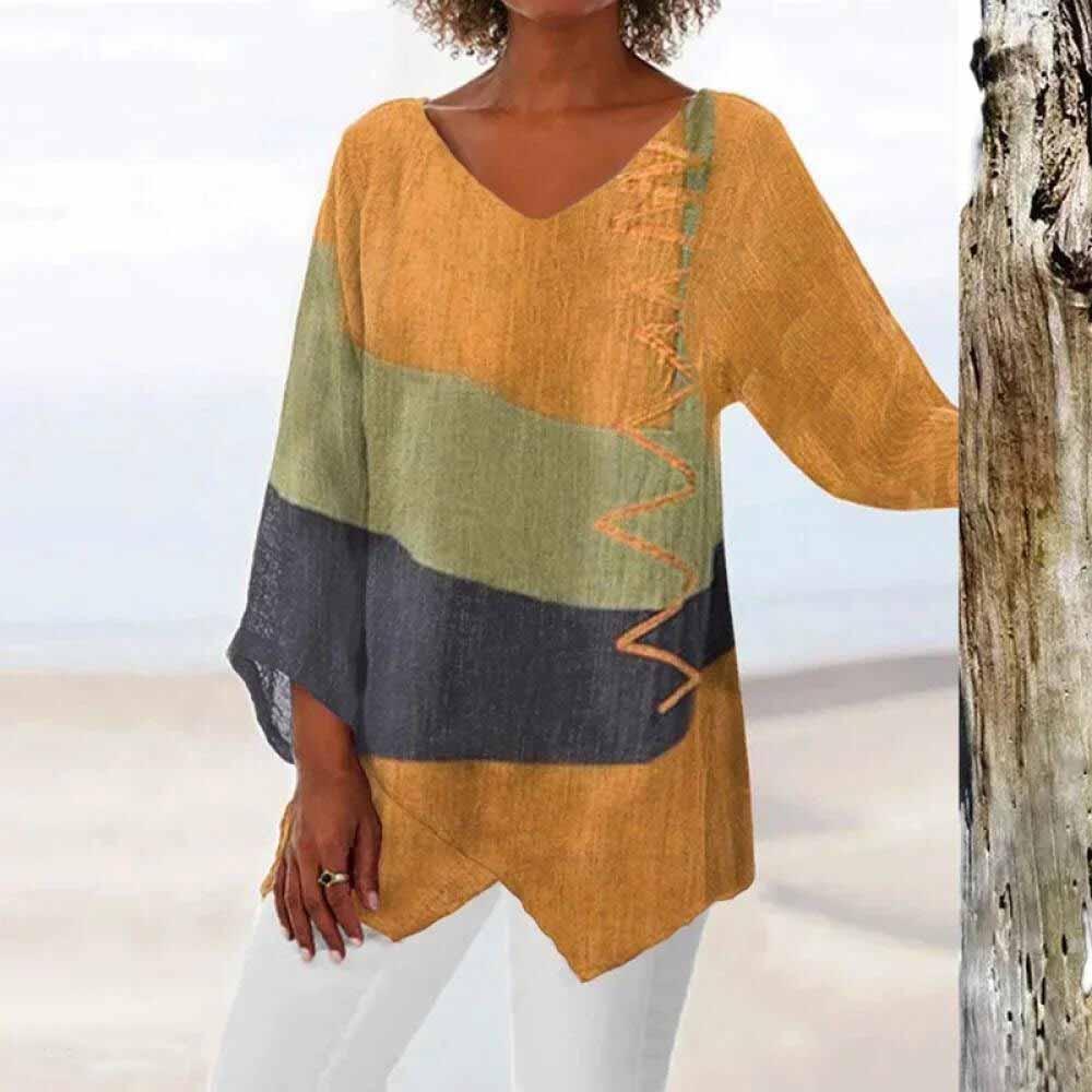 Damen Bluse mit Dreifarb-Design – Eleganter Stil & Moderner Look