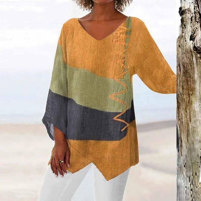 Damen Bluse mit Dreifarb-Design – Eleganter Stil & Moderner Look