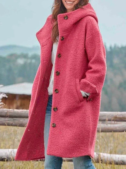 Langer Damen-Mantel mit Kapuze | Eleganz und Komfort für kühle Tage