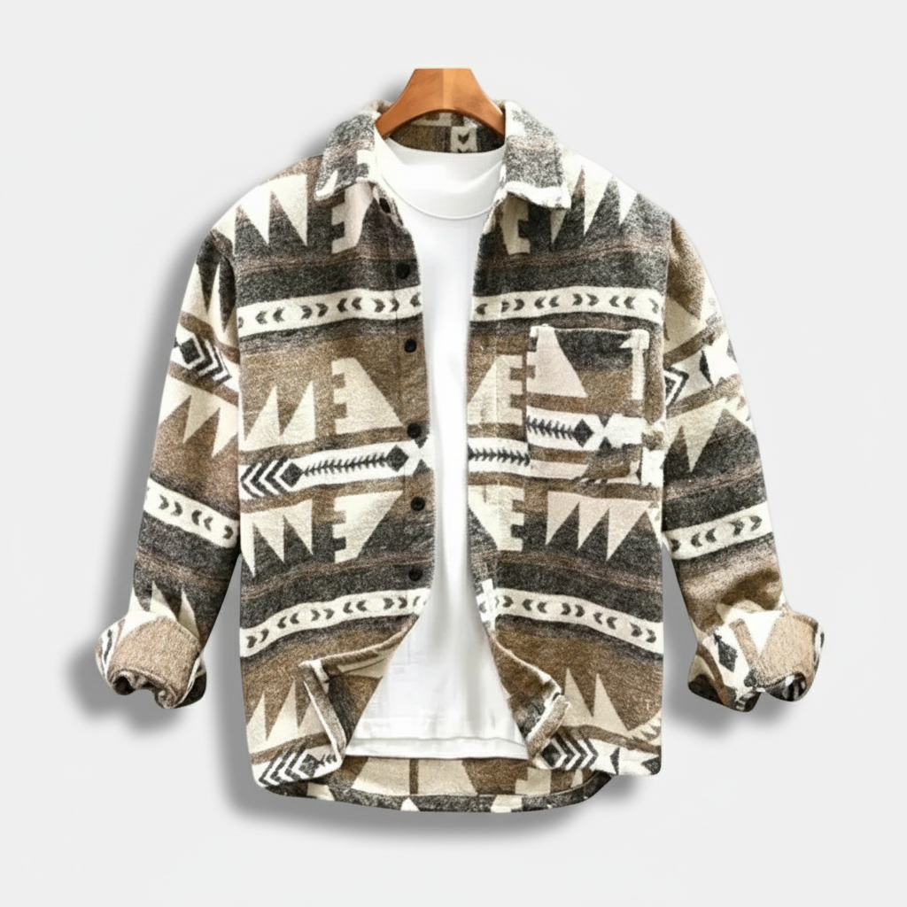Herren Geometric Fleece Shacket | Weich, Warm & Lässiger Alltagsstil