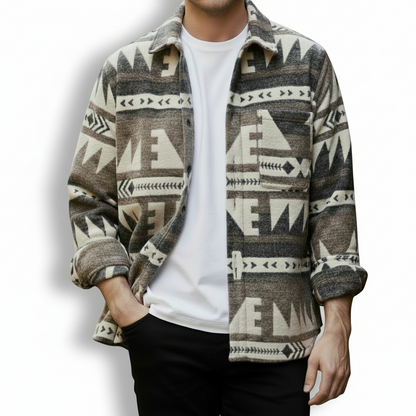 Herren Geometric Fleece Shacket | Weich, Warm & Lässiger Alltagsstil