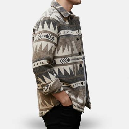 Herren Geometric Fleece Shacket | Weich, Warm & Lässiger Alltagsstil