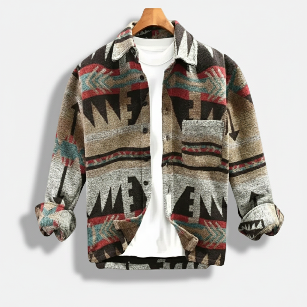 Herren Geometric Fleece Shacket | Weich, Warm & Lässiger Alltagsstil