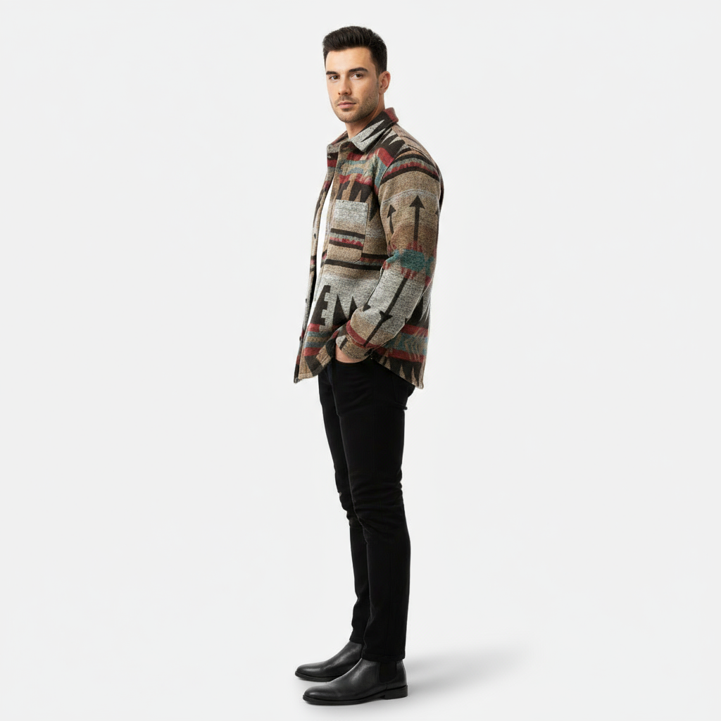 Herren Geometric Fleece Shacket | Weich, Warm & Lässiger Alltagsstil