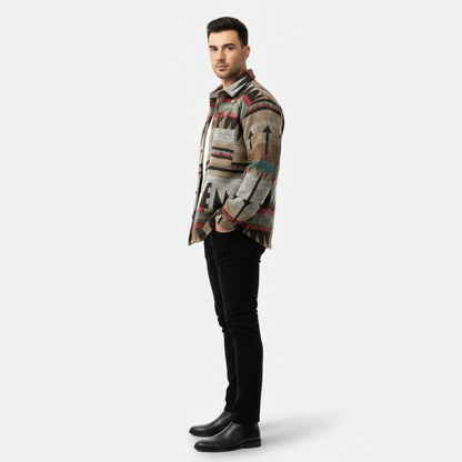Herren Geometric Fleece Shacket | Weich, Warm & Lässiger Alltagsstil