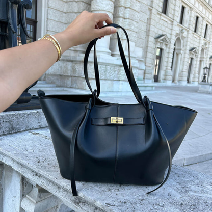 Damen Umhängetasche mit Drehverschluss – Geräumige Handtasche für Alltag, Arbeit und Stadt
