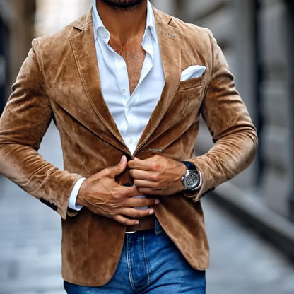 Matteo | Herren Wildleder-Blazer – Eleganter Zweiknopf-Sakko mit Reverskragen & Modernem Schnitt