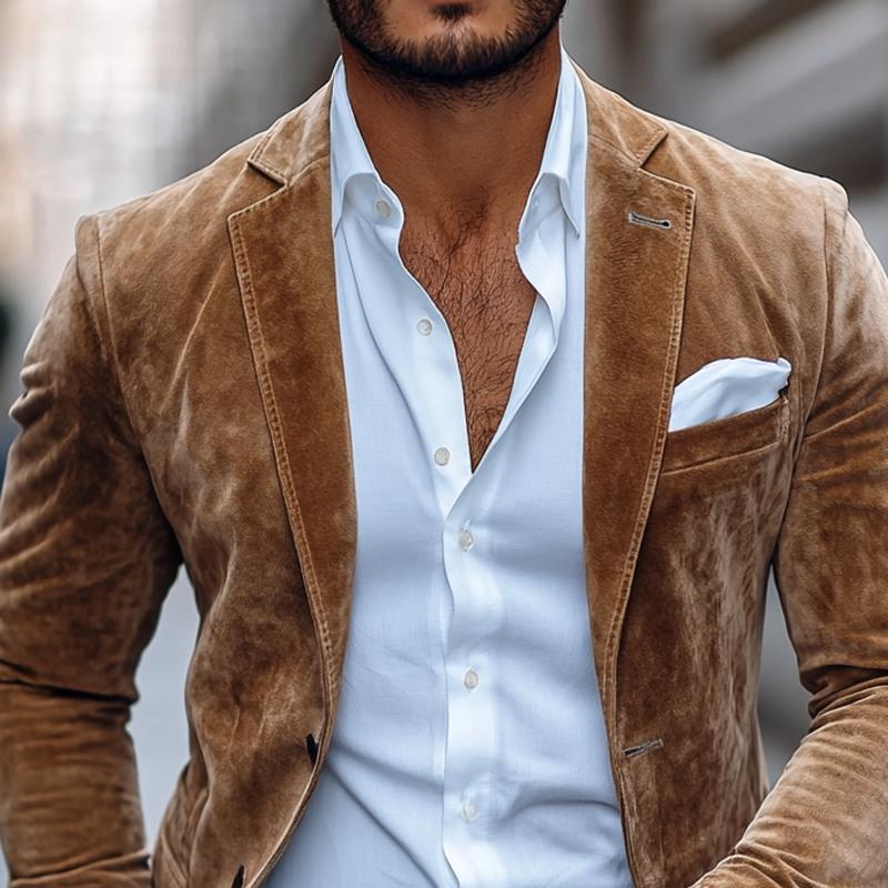 Matteo | Herren Wildleder-Blazer – Eleganter Zweiknopf-Sakko mit Reverskragen & Modernem Schnitt