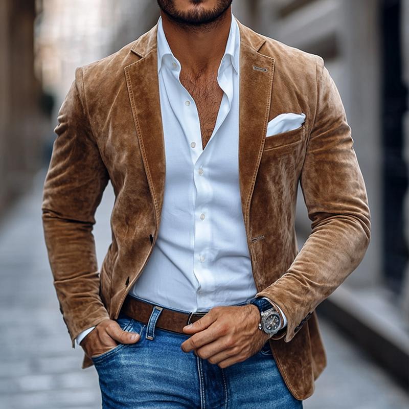 Matteo | Herren Wildleder-Blazer – Eleganter Zweiknopf-Sakko mit Reverskragen & Modernem Schnitt