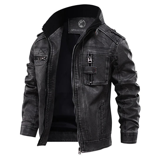 Marco | Herren Lederjacke im Biker-Stil – Moderne Kunstlederjacke mit Reißverschluss & Zeitlosem Design