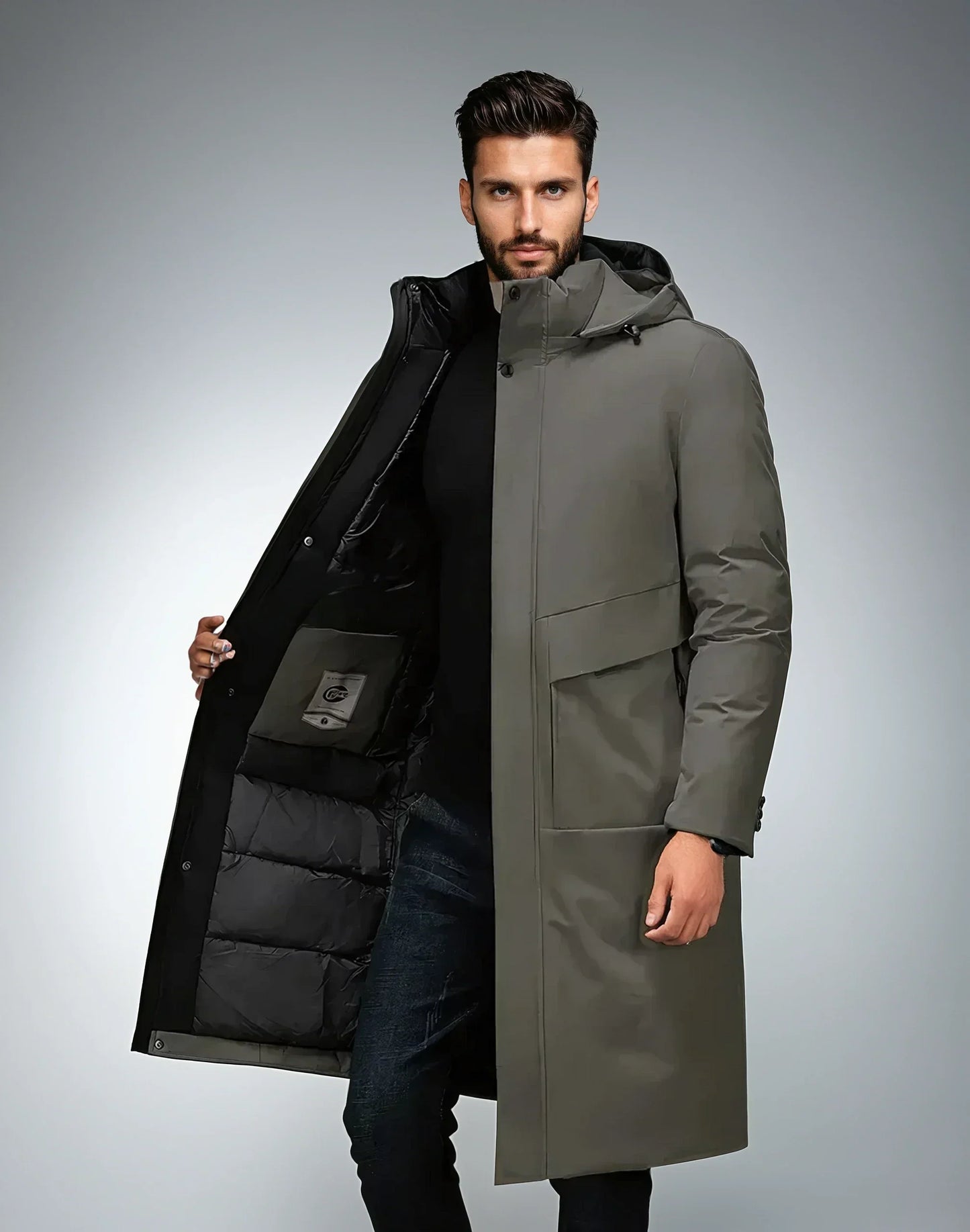 Marcel | Herren Winter Parka mit Kapuze – Langer, Gefütterter Mantel für Wärme & Stil an Kalten Tagen