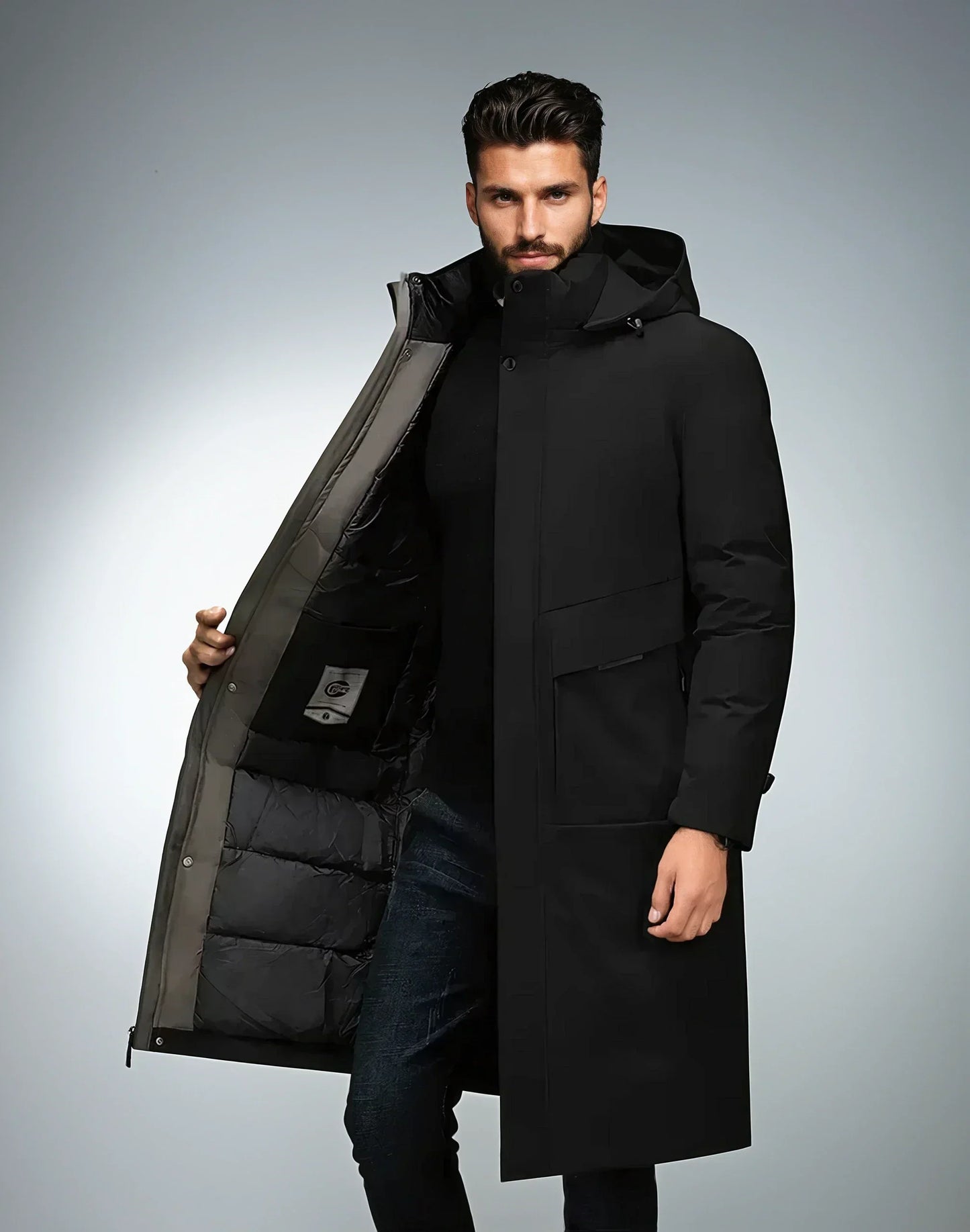Marcel | Herren Winter Parka mit Kapuze – Langer, Gefütterter Mantel für Wärme & Stil an Kalten Tagen