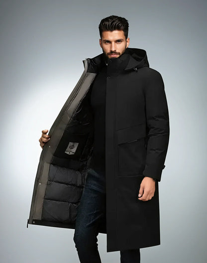 Marcel | Herren Winter Parka mit Kapuze – Langer, Gefütterter Mantel für Wärme & Stil an Kalten Tagen