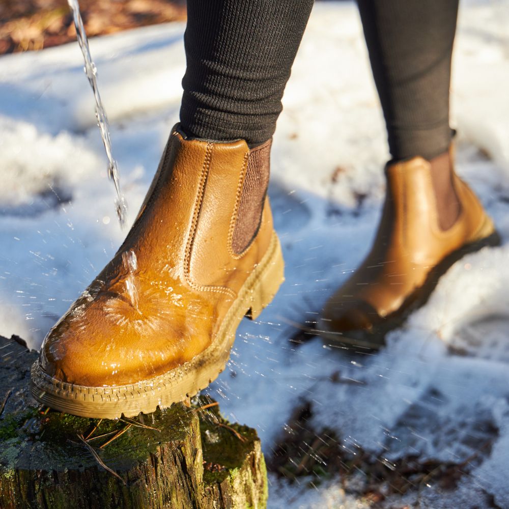 Maxen | Herren Sicherheitsstiefel aus Lederoptik – Mit Stahlkappe & Elastischen Seiteneinsätzen für Komfort und Schutz