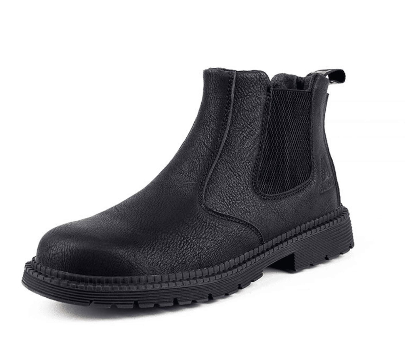 Maxen | Herren Sicherheitsstiefel aus Lederoptik – Mit Stahlkappe & Elastischen Seiteneinsätzen für Komfort und Schutz