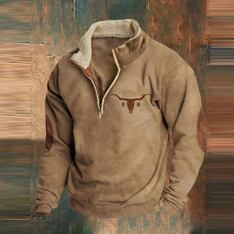 Nico | Herren Strickpullover mit Teilreißverschluss & Muster – Warm, Weich & Modern für Kalte Tage