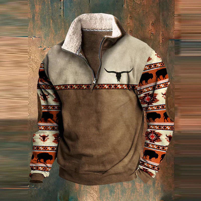 Nico | Herren Strickpullover mit Teilreißverschluss & Muster – Warm, Weich & Modern für Kalte Tage