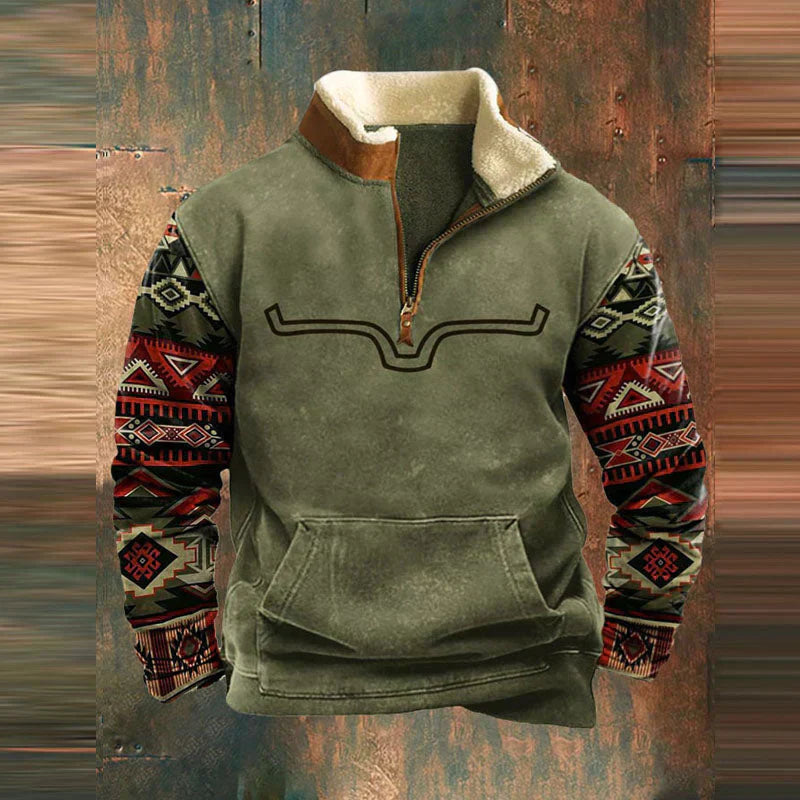 Nico | Herren Strickpullover mit Teilreißverschluss & Muster – Warm, Weich & Modern für Kalte Tage