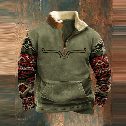 Nico | Herren Strickpullover mit Teilreißverschluss & Muster – Warm, Weich & Modern für Kalte Tage