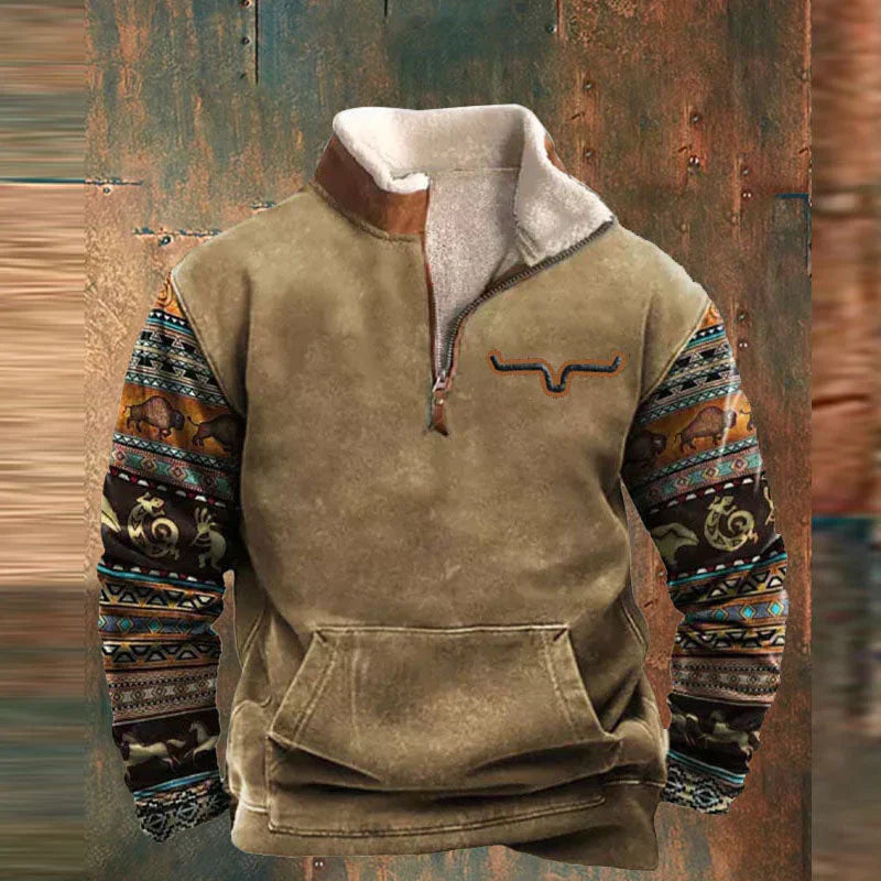 Nico | Herren Strickpullover mit Teilreißverschluss & Muster – Warm, Weich & Modern für Kalte Tage