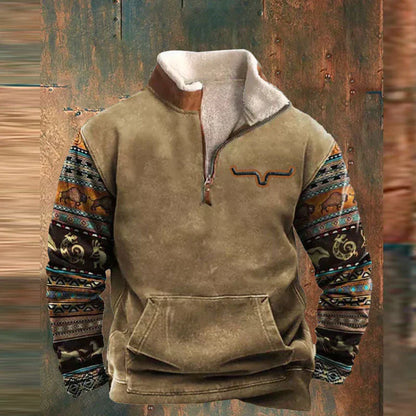 Nico | Herren Strickpullover mit Teilreißverschluss & Muster – Warm, Weich & Modern für Kalte Tage