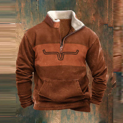 Nico | Herren Strickpullover mit Teilreißverschluss & Muster – Warm, Weich & Modern für Kalte Tage