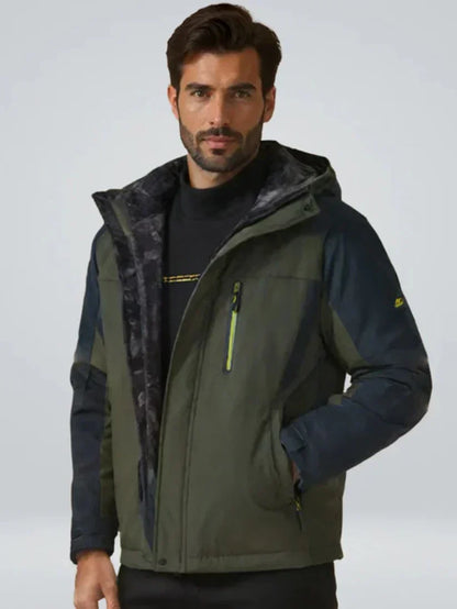 Micah | Herren Zweifarbige Winterjacke mit Kapuze – Wasserdicht, Warm & Stilvoll für Kalte Tage