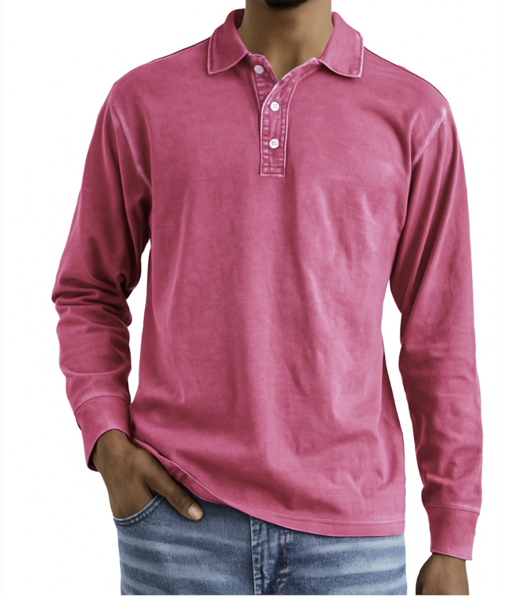 Lorenzo | Herren Langarm Poloshirt mit Knopfleiste – Oversized Fit & Klassischer Polokragen im Modernen Stil
