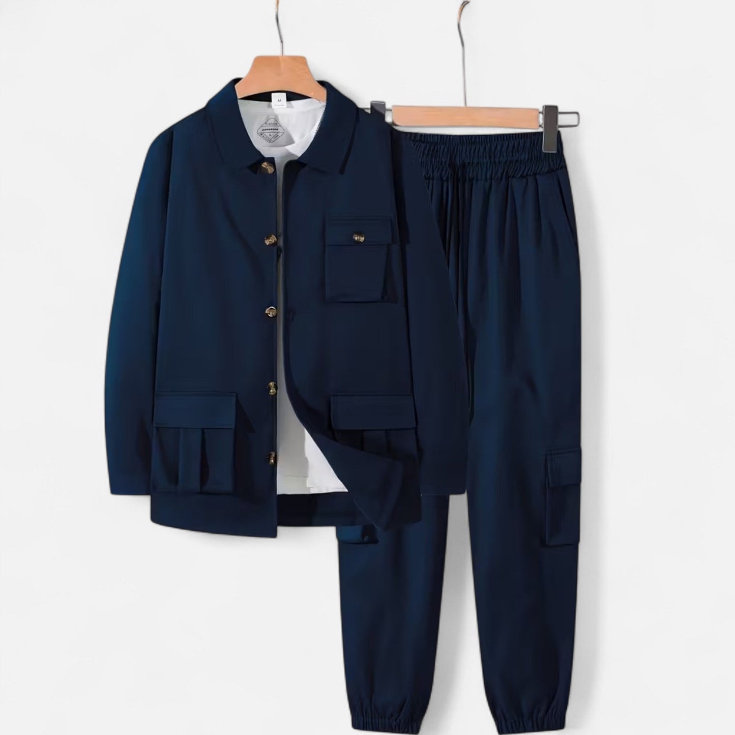 Ruben | Herren Workwear Set mit Hemdjacke & Jogginghose – Lässiges 2-Teiliges Outfit mit Taschen & Kordelzug für Alltag & Freizeit