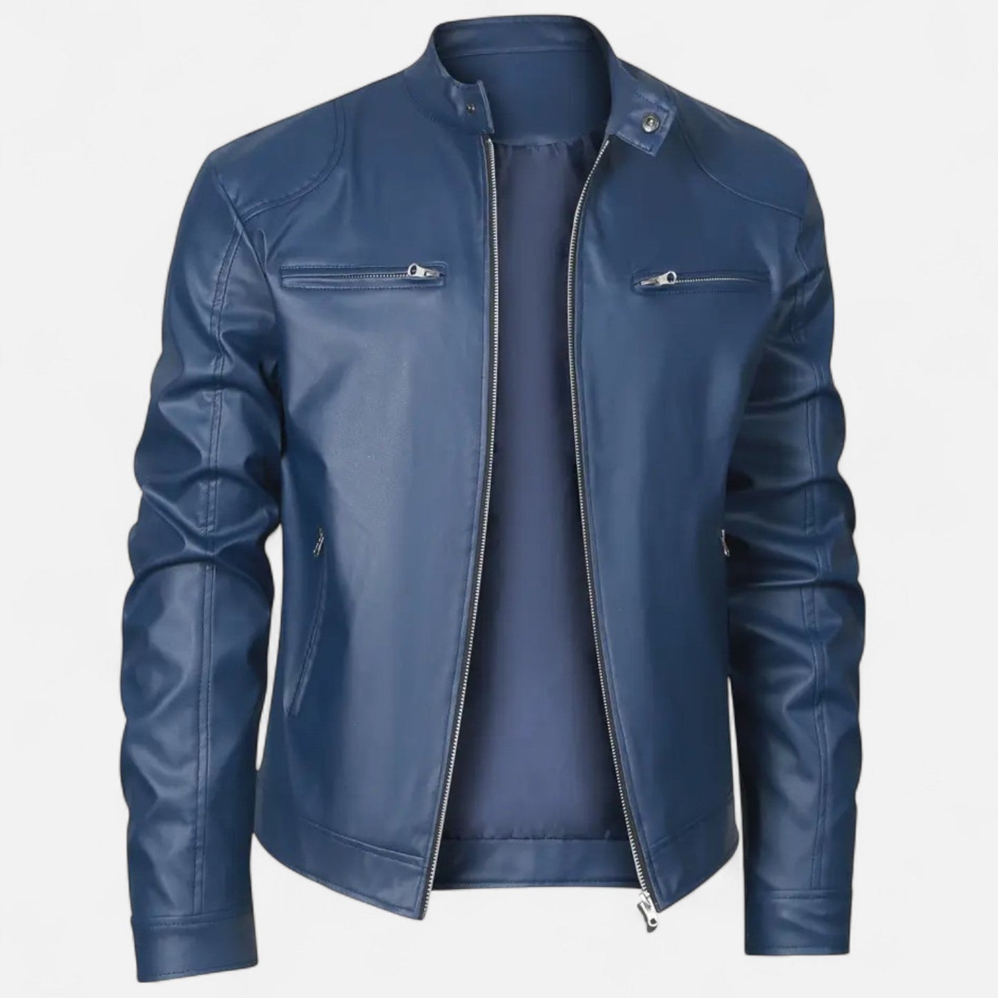 Robin | Herren Lederoptik Jacke mit Reißverschluss – Stilvolle Übergangsjacke im Biker-Design für Herbst & Winter