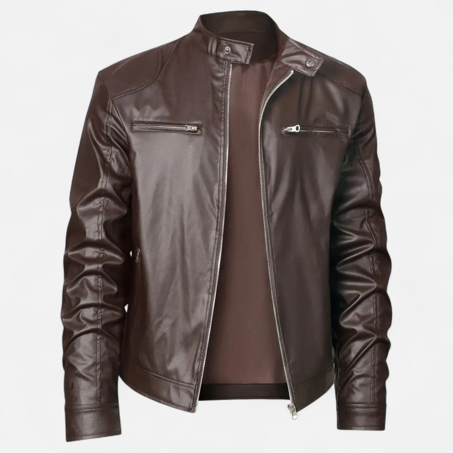 Robin | Herren Lederoptik Jacke mit Reißverschluss – Stilvolle Übergangsjacke im Biker-Design für Herbst & Winter