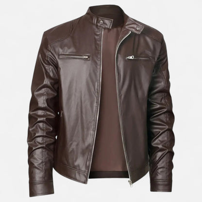 Robin | Herren Lederoptik Jacke mit Reißverschluss – Stilvolle Übergangsjacke im Biker-Design für Herbst & Winter