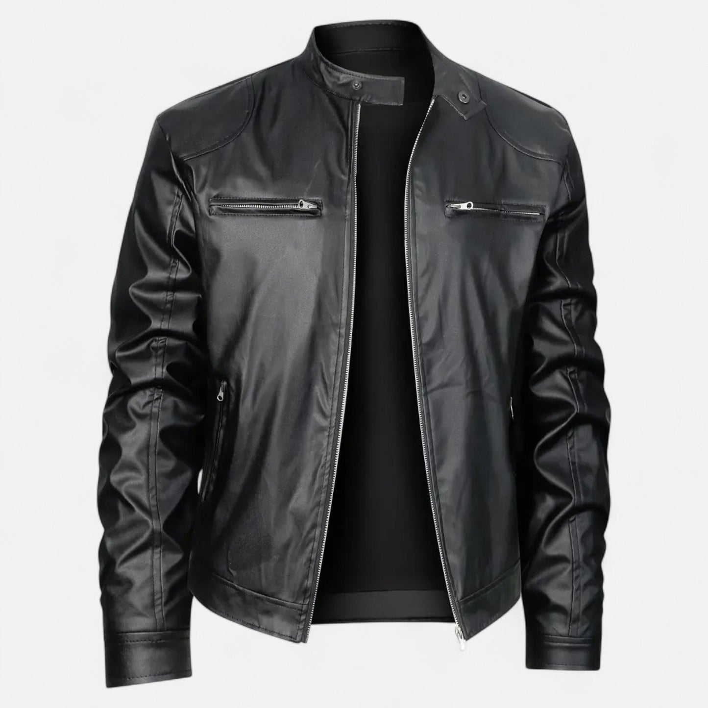 Robin | Herren Lederoptik Jacke mit Reißverschluss – Stilvolle Übergangsjacke im Biker-Design für Herbst & Winter