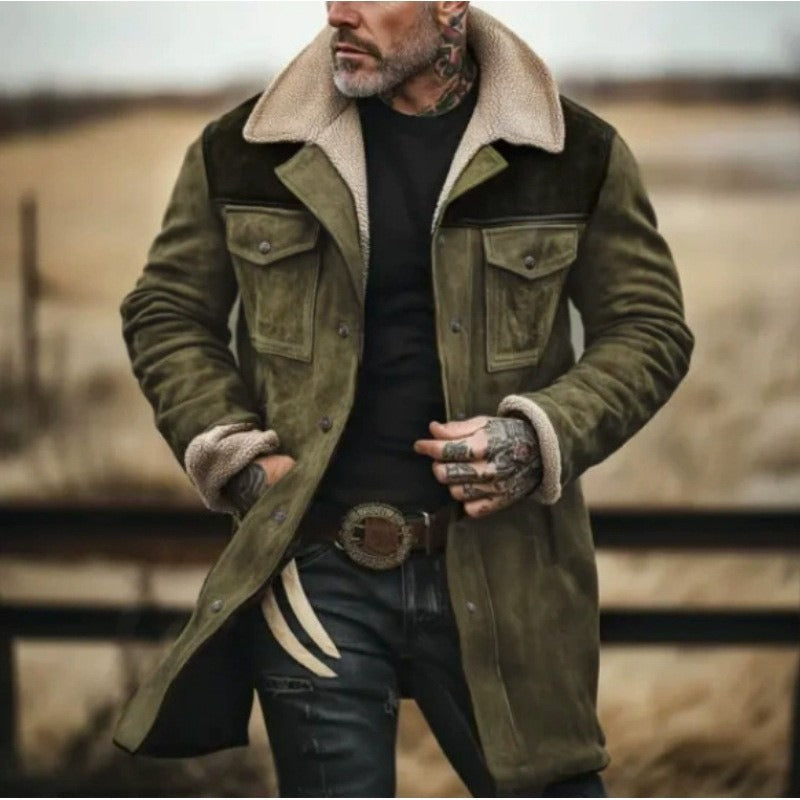 Fitzroy | Herren Trenchcoat im Relaxed Fit mit Plüschkragen, Manschetten und Knopfverschluss