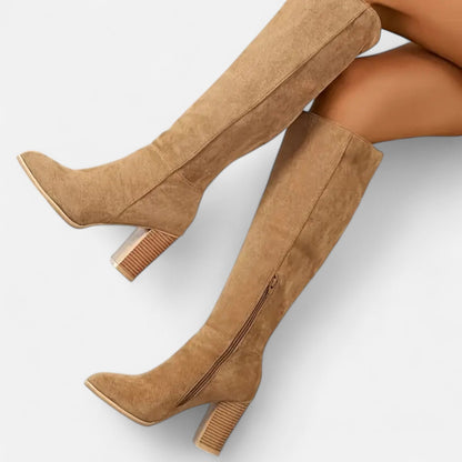 Damen Langstiefel | Elegante Reitstiefel in Hellbraun