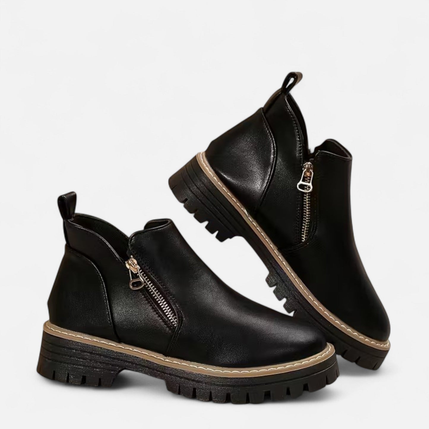 Diandra | Damen Chunky Ankle Boots mit Robuster Sohle & Seitlichem Reißverschluss – Stilvolle Kurzstiefel für Alltag & Freizeit